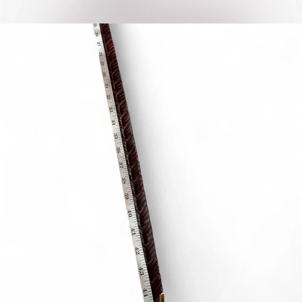 Men's Genuine Leather Two-tone Chocolate Brown Woven Belt Labeled Size 40